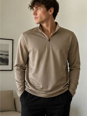 Under Armour Taupe Quarter Zip Pullover | Medium | Loose Fit | Unisex